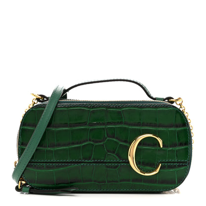 Chloe Calfskin Crocodile Embossed Mini C Vanity Bag Woodsy Green 1 of 15