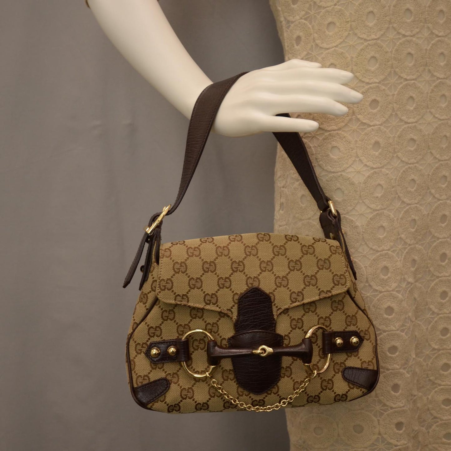 Monogram Horsebit Flap Bag Ebony