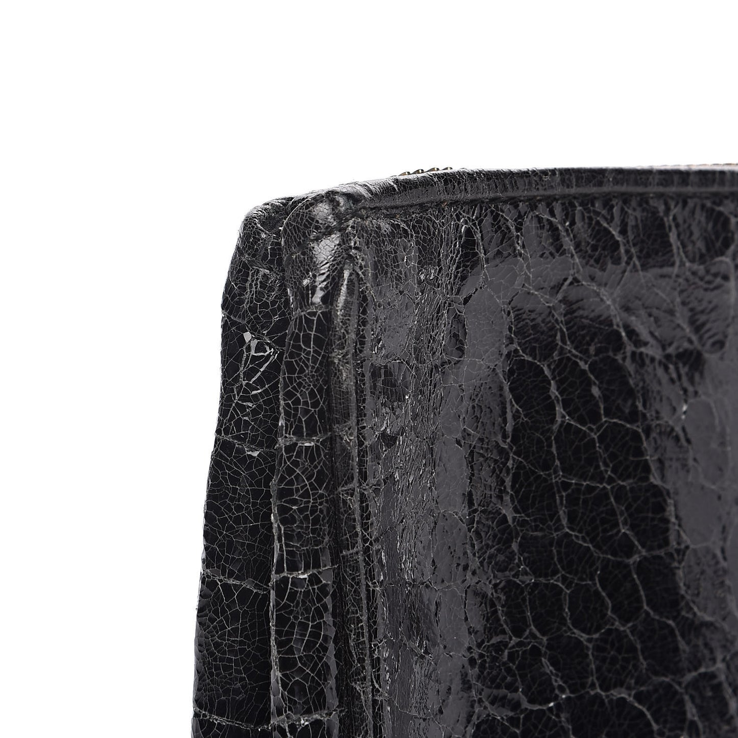 Embossed Crocodile Glazed Calfskin Wristlet Black