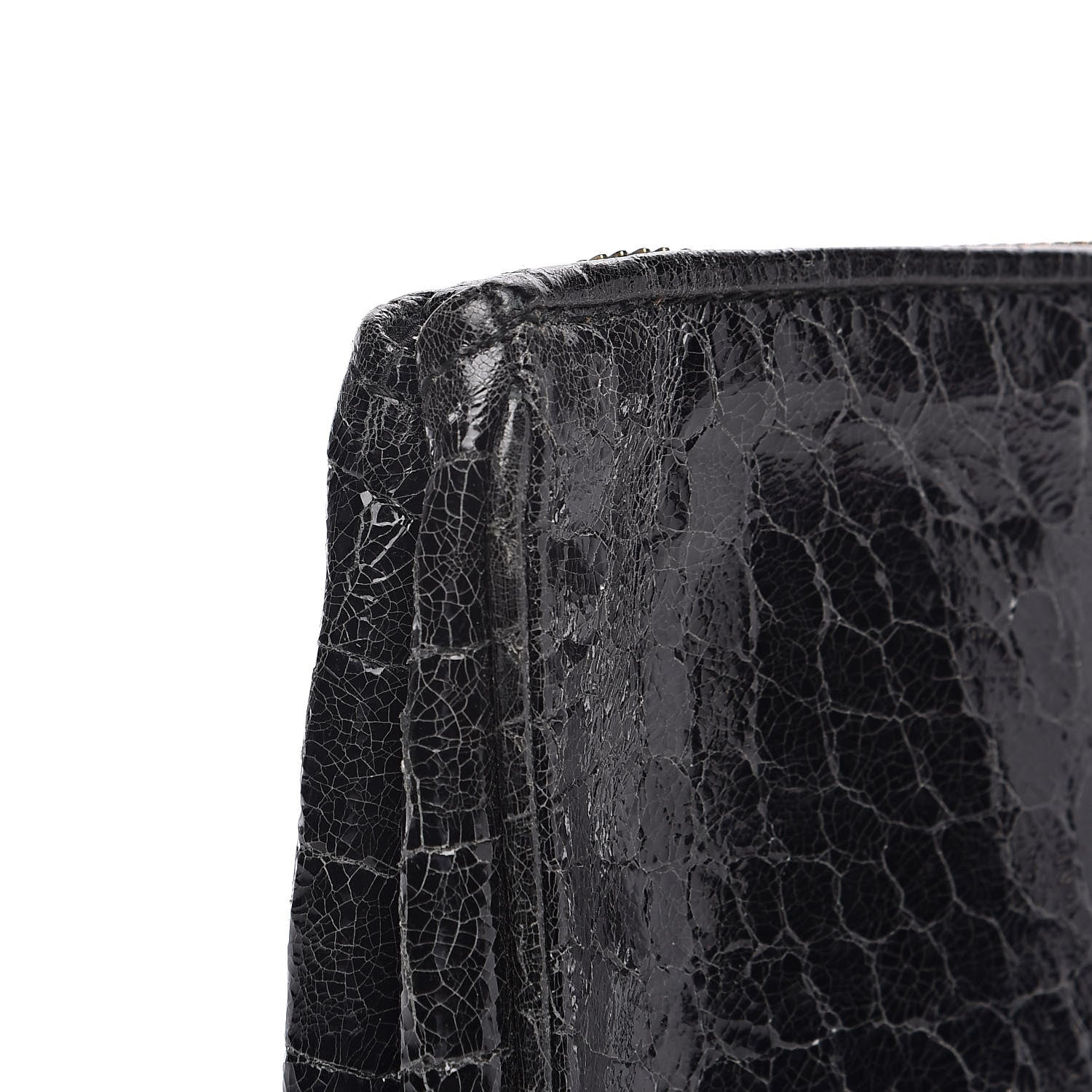 Miu Miu Embossed Crocodile Glazed Calfskin Wristlet Black 8 of 12