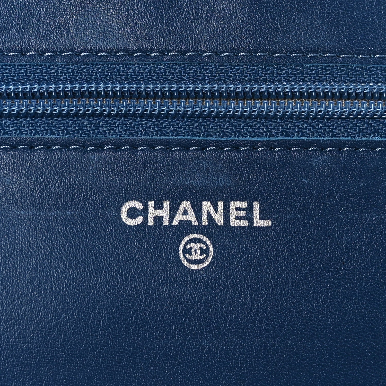 Chanel Patent Quilted Brilliant Wallet On Chain WOC Blue 6 of 11