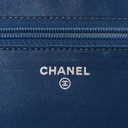 Chanel Patent Quilted Brilliant Wallet On Chain WOC Blue 6 of 11