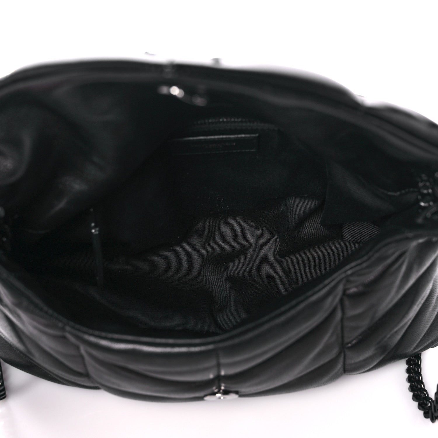 Saint Laurent Lambskin Quilted Monogram Monochrome Small Loulou Puffer Chain Satchel Black 5 of 13