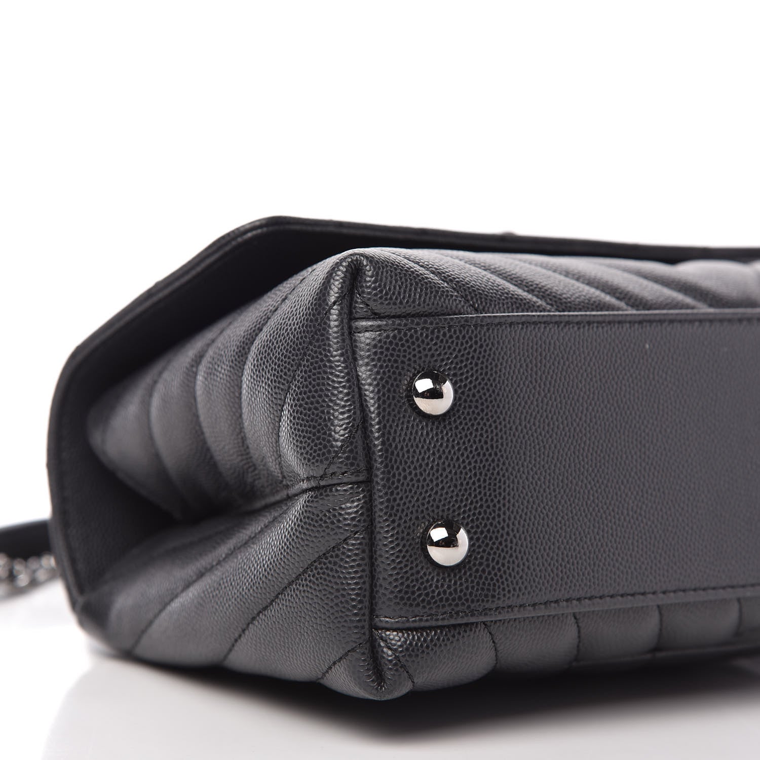 Chanel Caviar Chevron Quilted Mini Coco Handle Flap Dark Grey 6 of 11