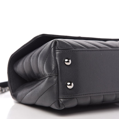 Chanel Caviar Chevron Quilted Mini Coco Handle Flap Dark Grey 6 of 11