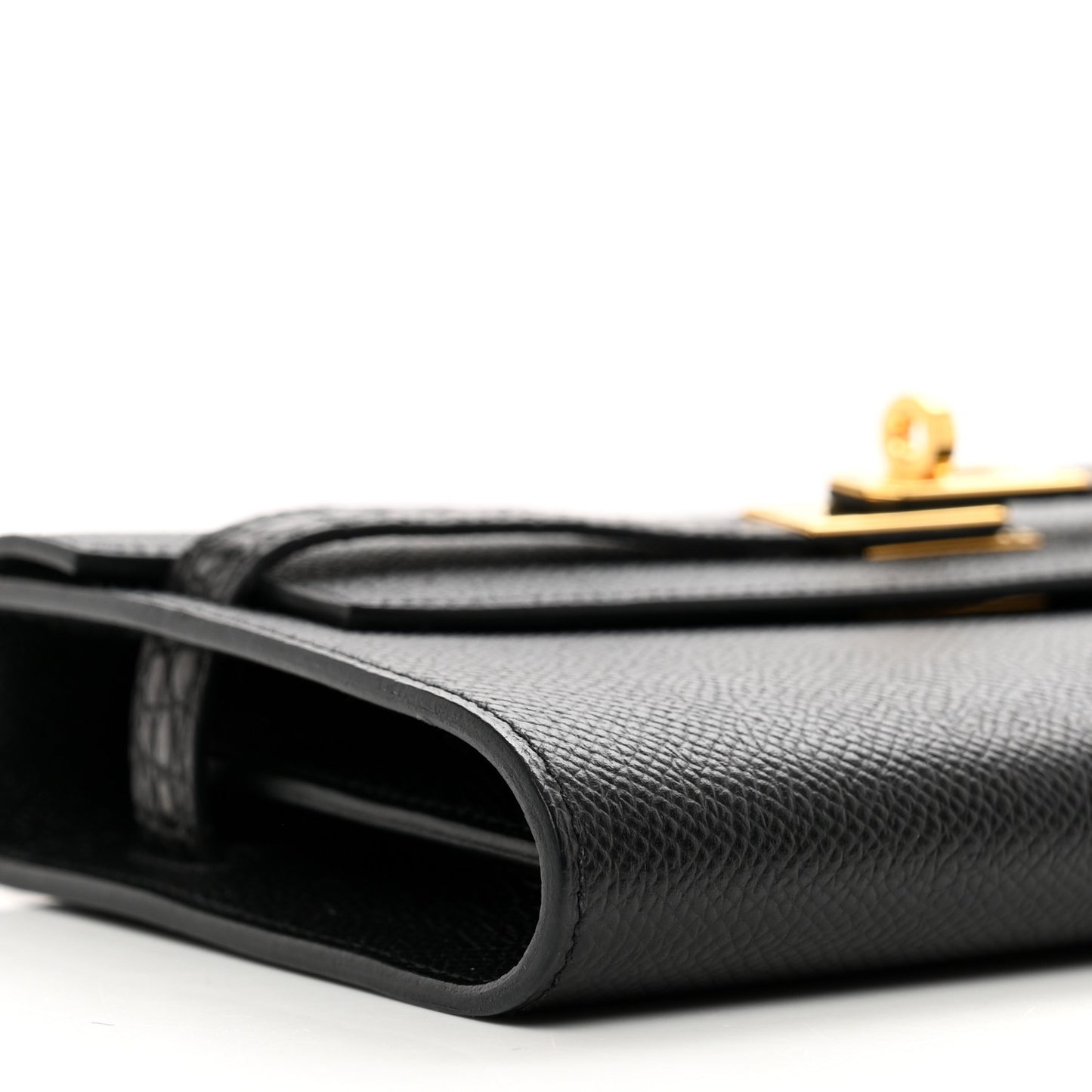 Epsom Shiny Alligator Touch Kelly Wallet To Go Black