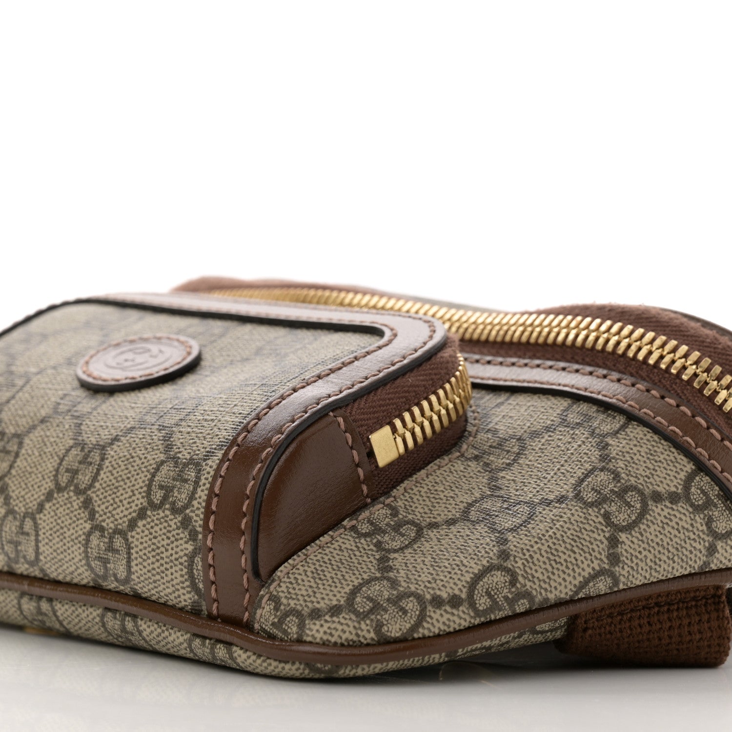 Gucci GG Supreme Monogram Textured Calfskin Retro Interlocking G Belt Bag Beige Ebony Brown Sugar 10 of 18