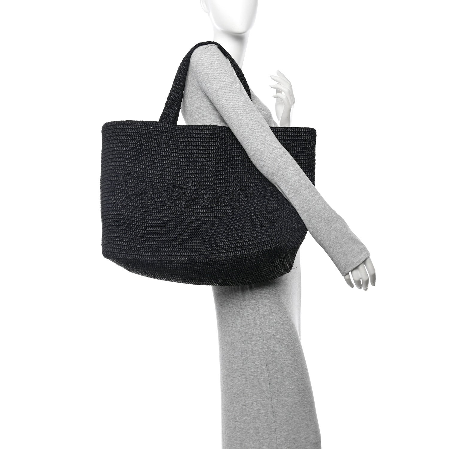 Saint Laurent Raffia Logo Tote Black 2 of 9