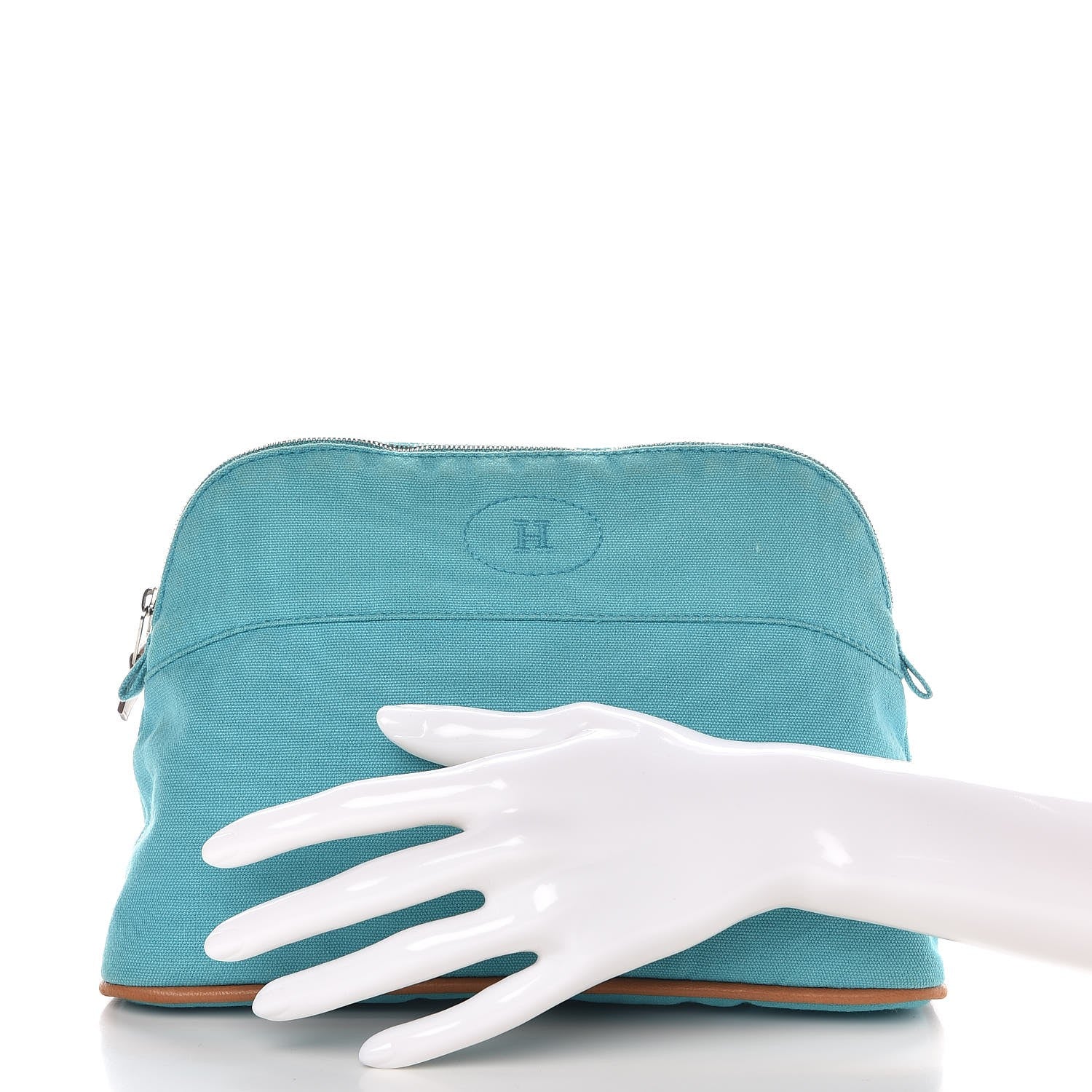 Hermes Cotton Canvas Bolide Travel Cosmetic Pouch MM Bleu Horizon 2 of 8