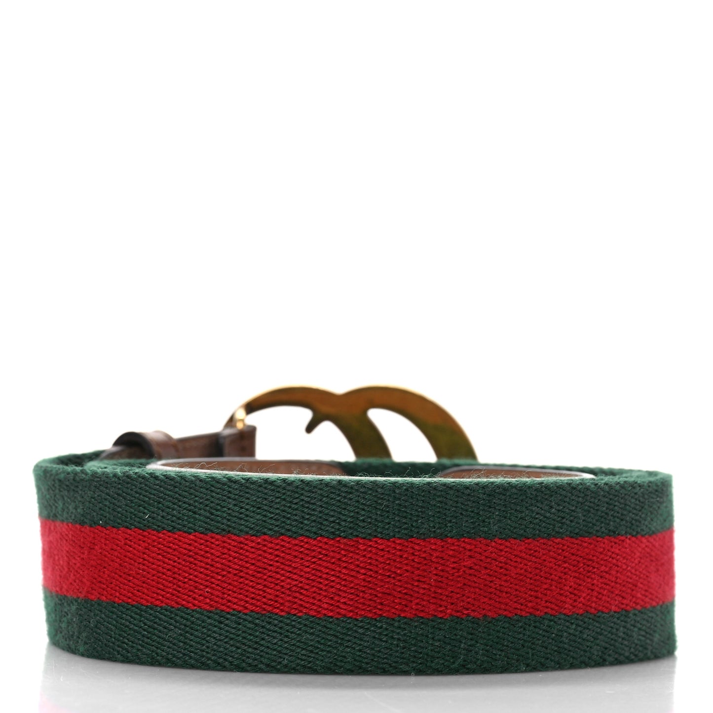 Nylon Calfskin Double G Web 40mm Belt 95 38 95 38 Green Red Cuir