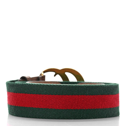 Gucci Nylon Calfskin Double G Web 40mm Belt 95 38 95 38 Green Red Cuir 2 of 6