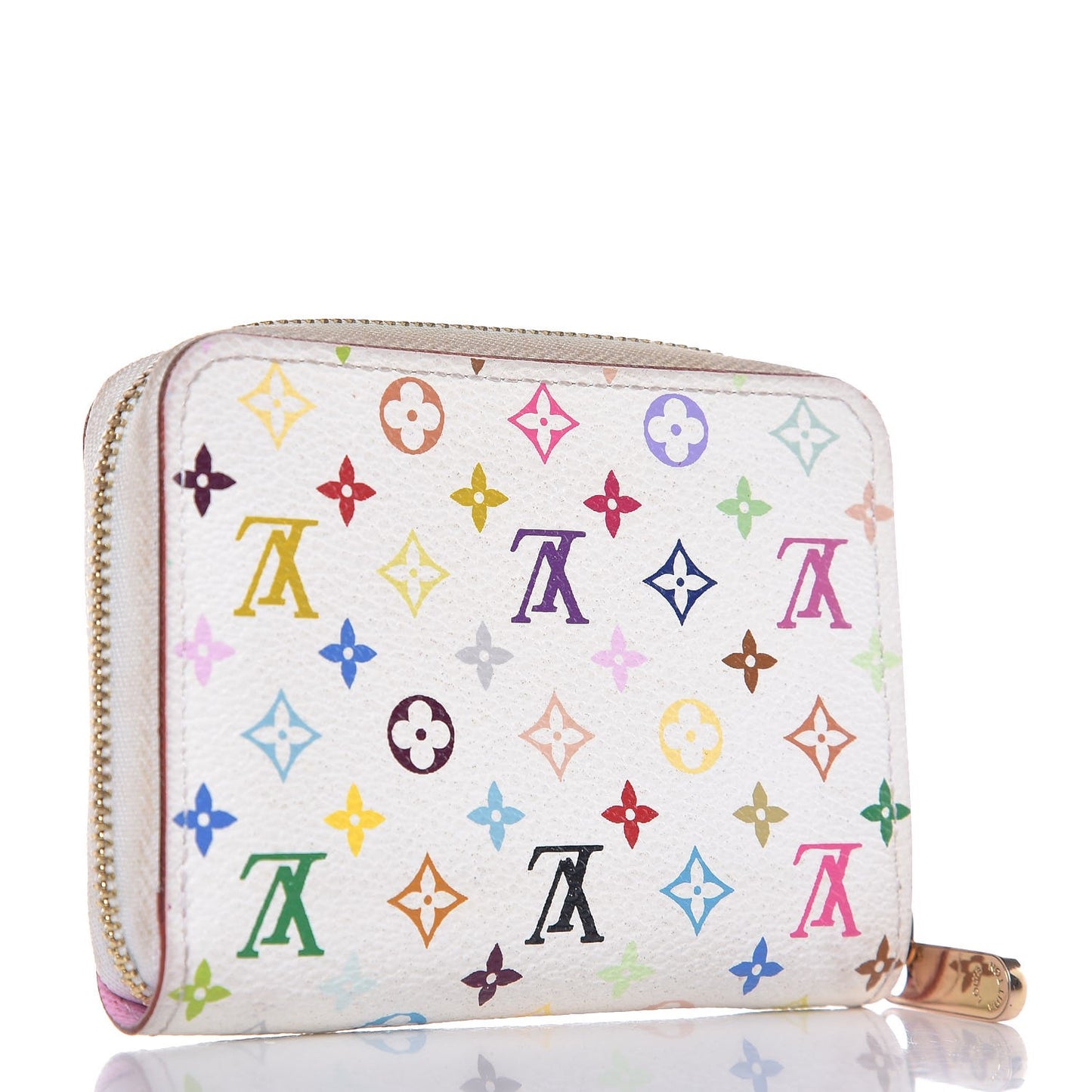 Monogram Multicolor Zippy Coin Purse Wallet White Litchi