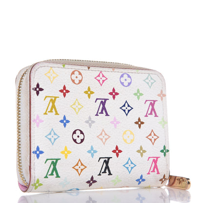 Louis Vuitton Monogram Multicolor Zippy Coin Purse Wallet White Litchi 4 of 8