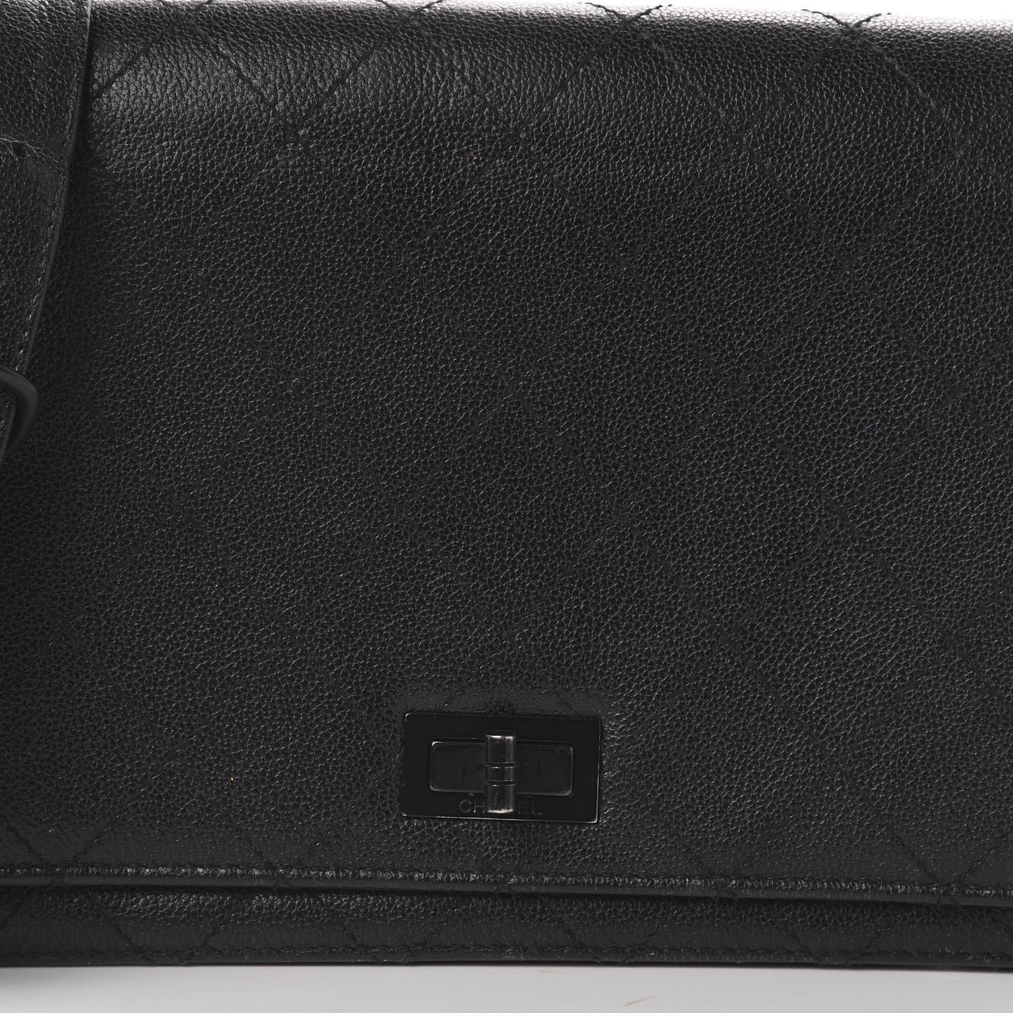 Calfskin Stitched Mademoiselle Flap Black