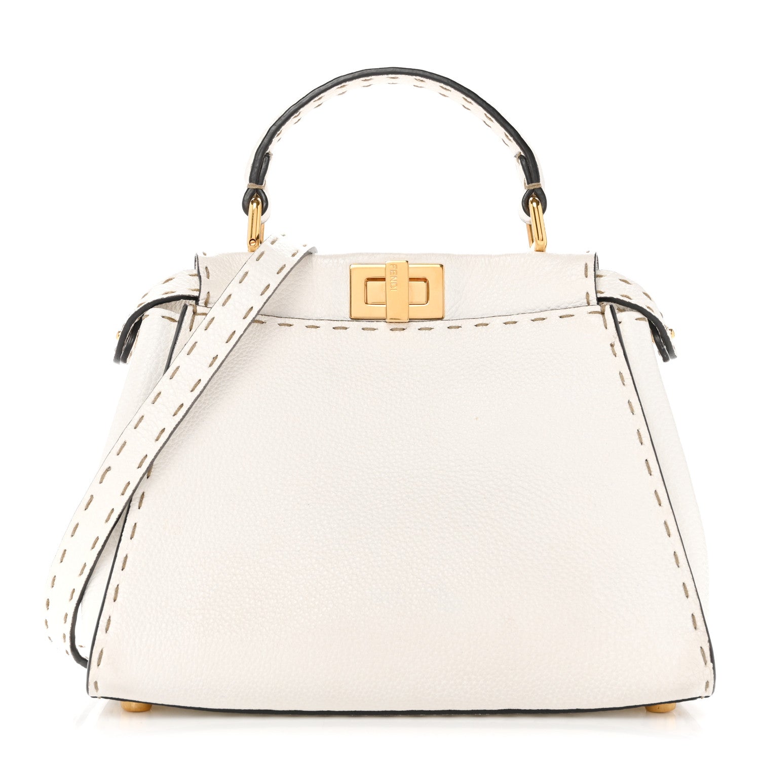 Fendi Cuoio Romano Selleria Mini Peekaboo Iconic Satchel White 1 of 14