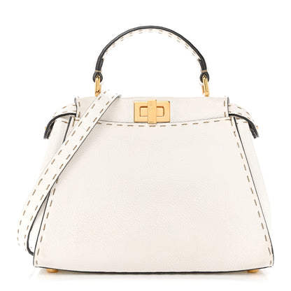 Fendi Cuoio Romano Selleria Mini Peekaboo Iconic Satchel White 1 of 14