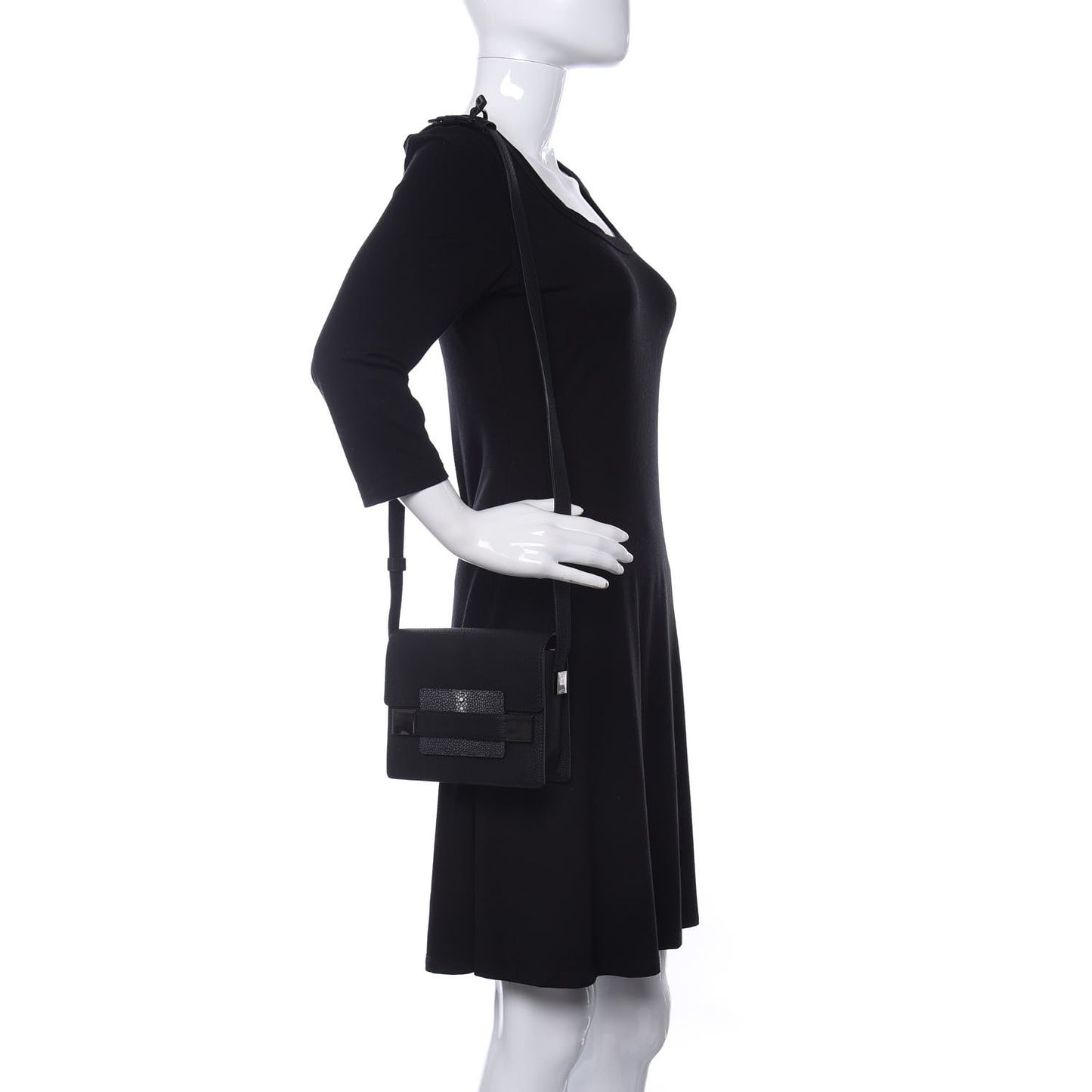 Taurillon Stingray Mini Madame Crossbody Black