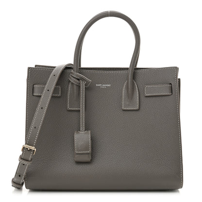 Saint Laurent Grained Calfskin Topstich Baby Sac De Jour Grey 1 of 18
