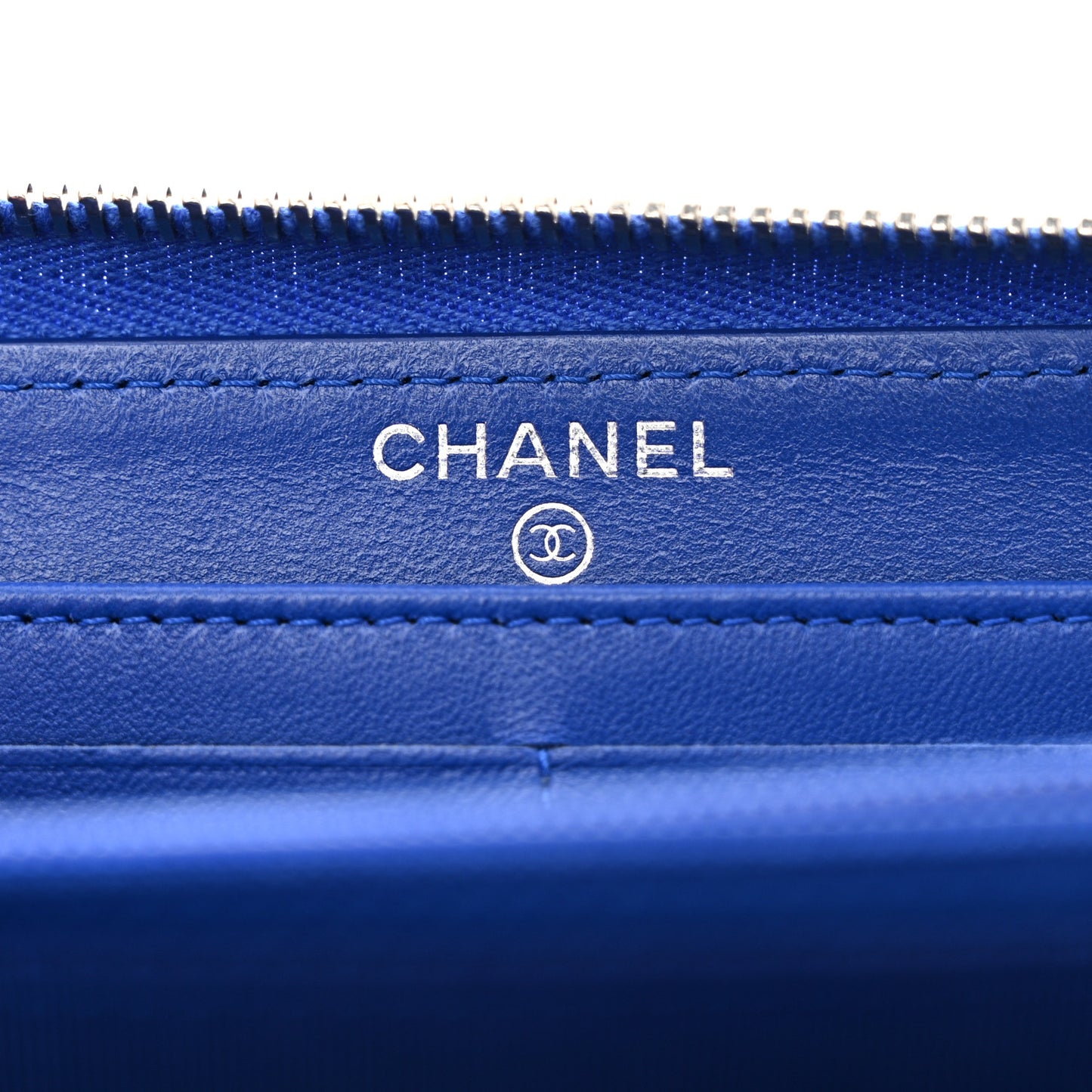 Lambskin Quilted Large Gusset Zip Around Wallet Blue