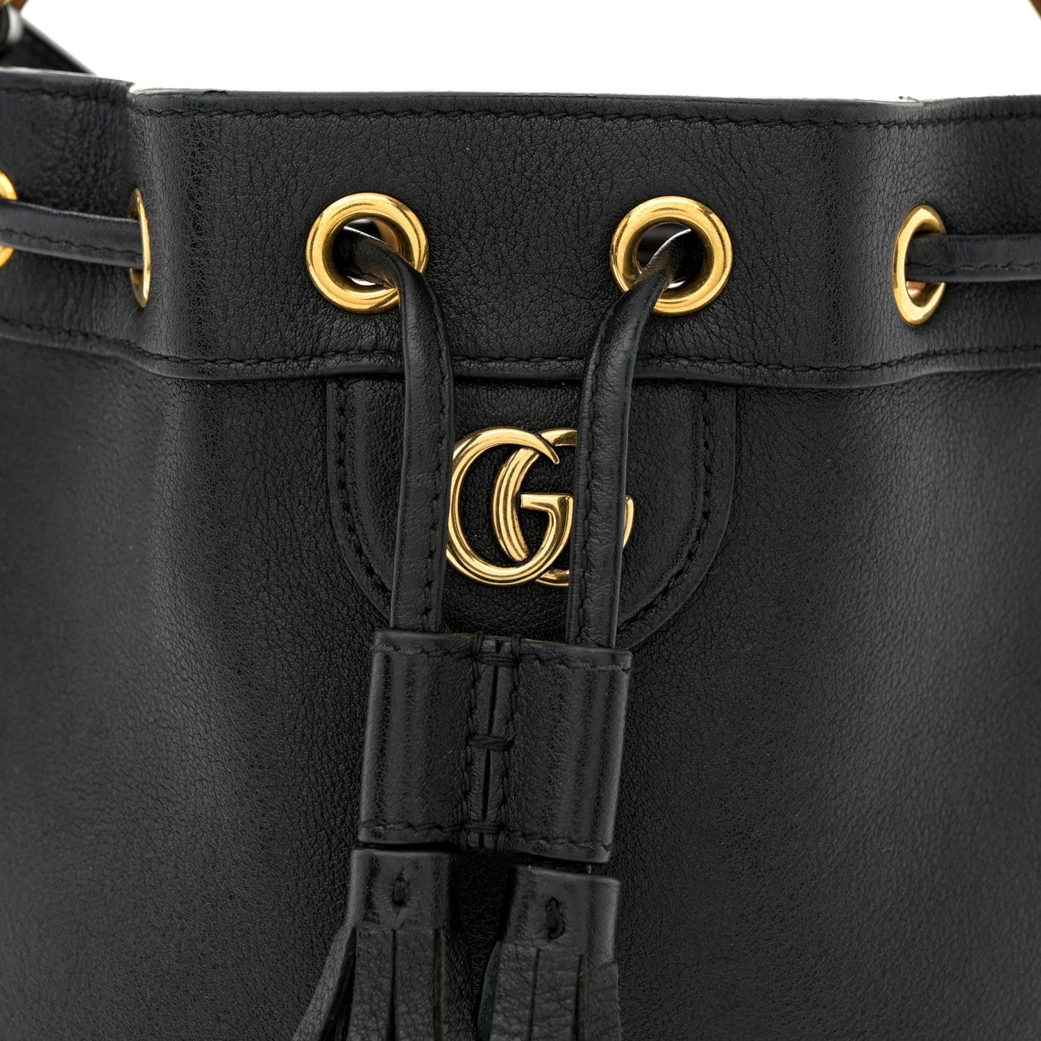 Gucci Softy Wonka Textured Dollar Calfskin Mini Diana Bucket Bag Black 8 of 12