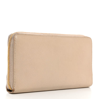 Balenciaga Chevre Gold Metallic Edge Hardware Continental Zip Around Wallet Beige Sable 3 of 17