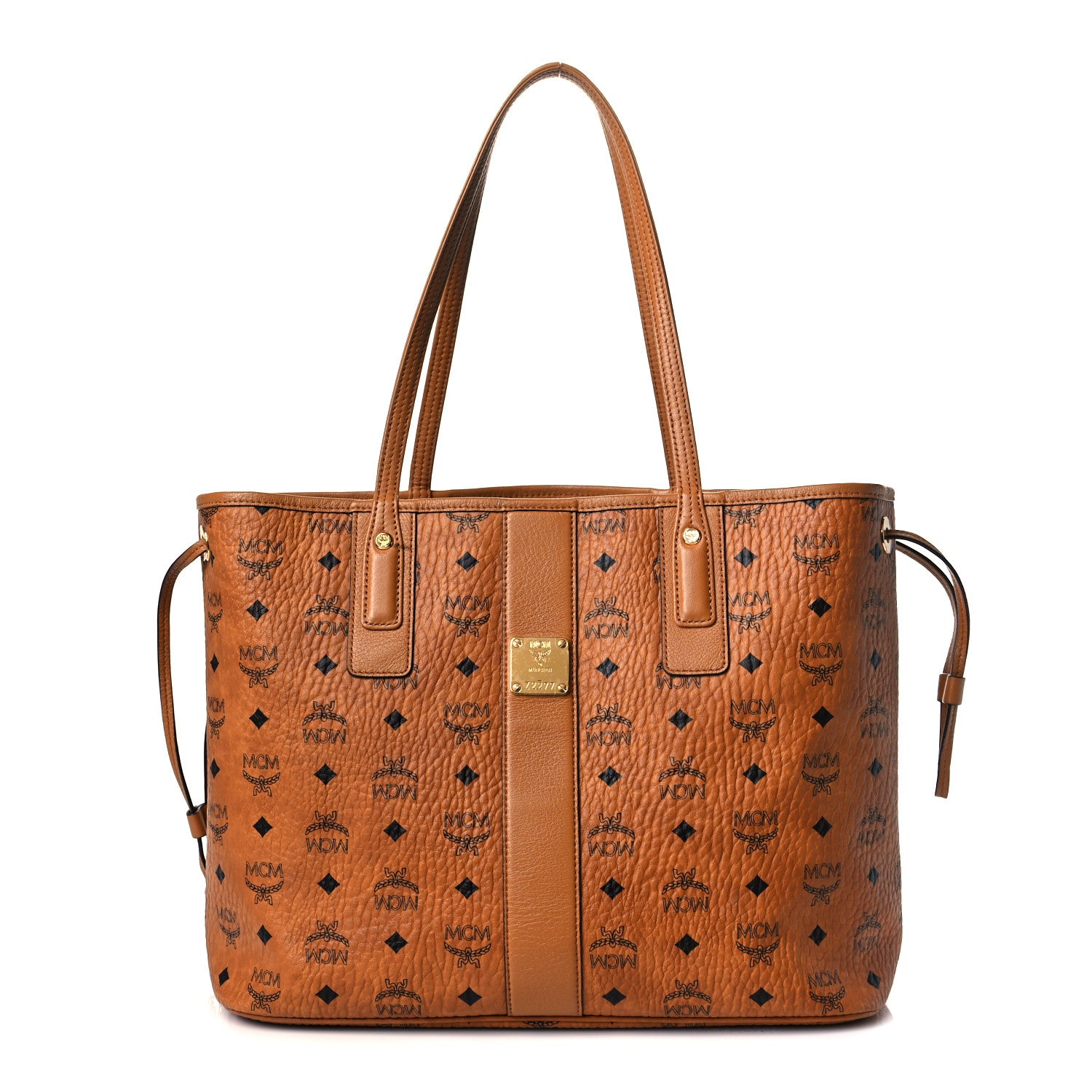 MCM Visetos Medium Liz Reversible Shopper Tote Cognac 2 of 13