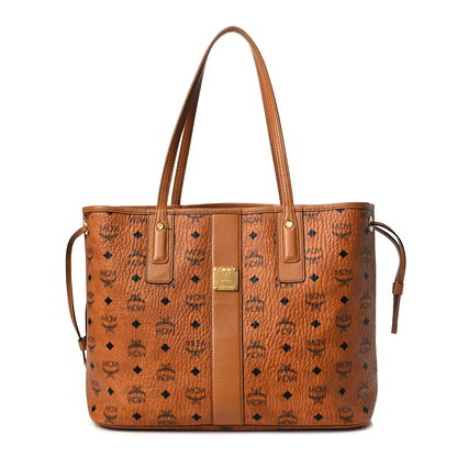 MCM Visetos Medium Liz Reversible Shopper Tote Cognac 2 of 13