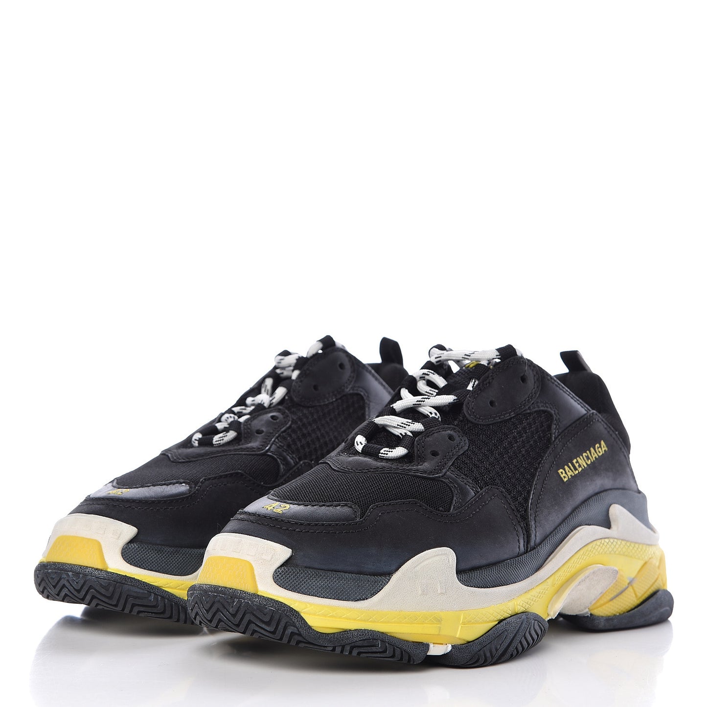 Fabric Mesh Womens Triple S Sneakers 42 Black Yellow