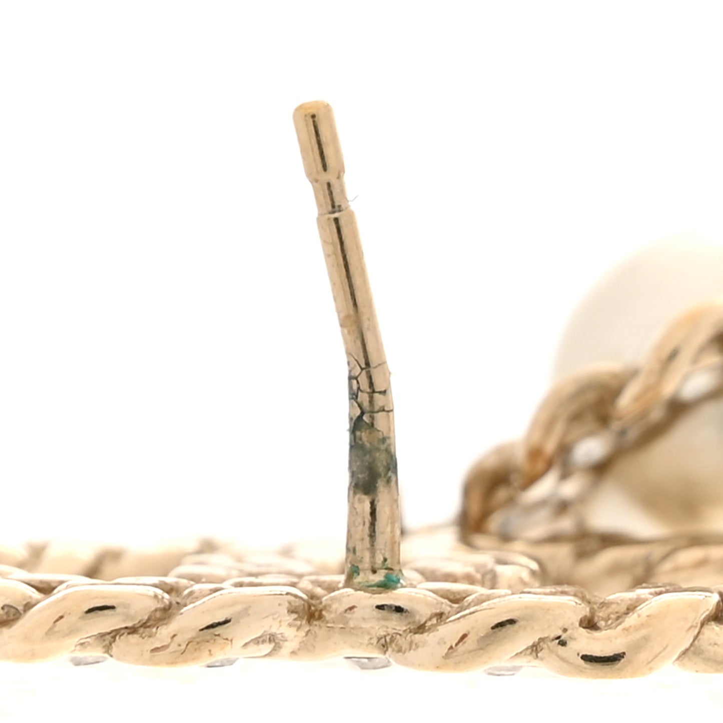 Crystal CC Pearl Drop Earrings Light Gold