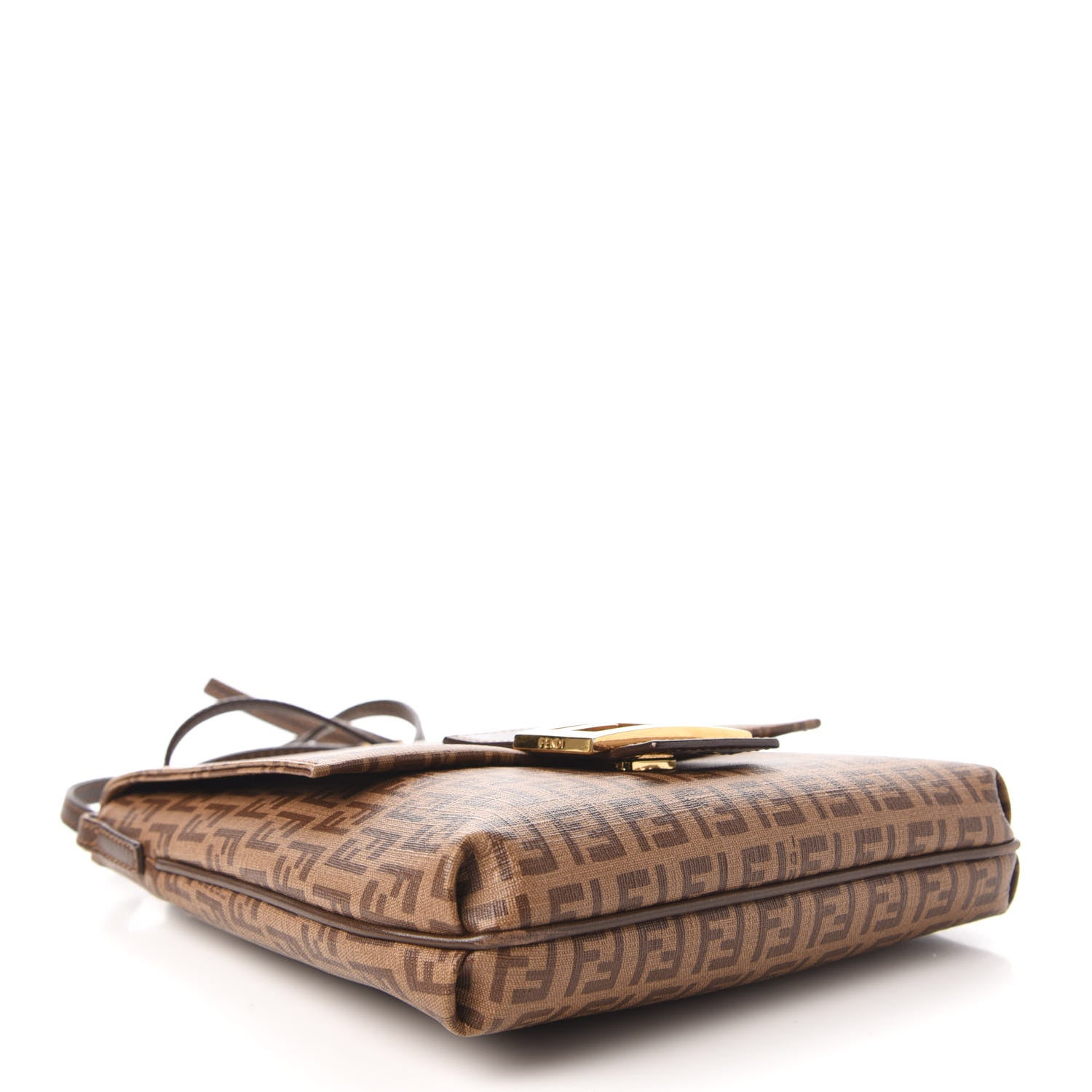 Fendi Zucchino Spalmati Vitello Tube Messenger Bag Nocciola Castagna 4 of 10