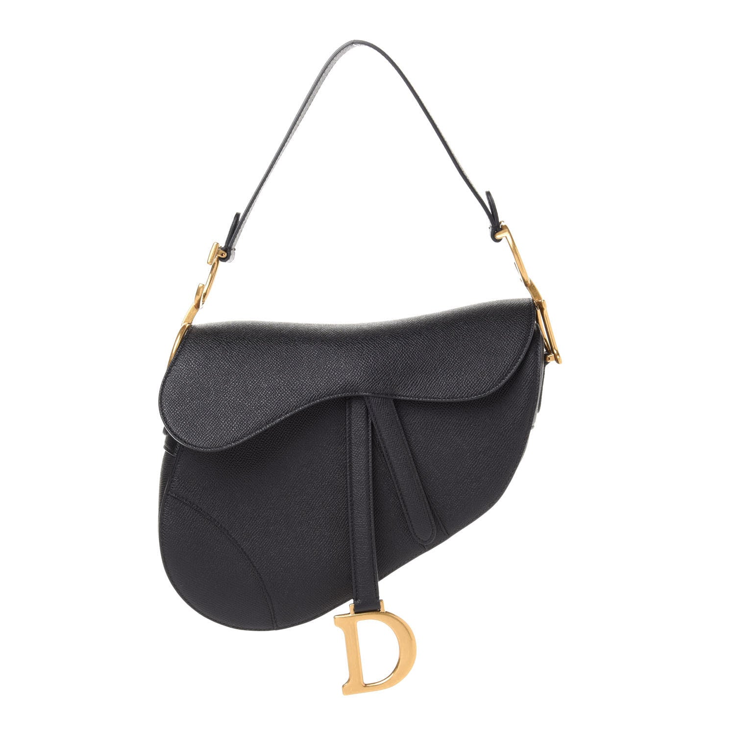 Christian Dior Grained Calfskin Saddle Bag Black 1 of 12
