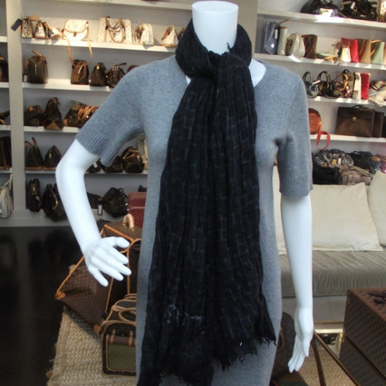 Cashmere and Silk Damier Etole Black