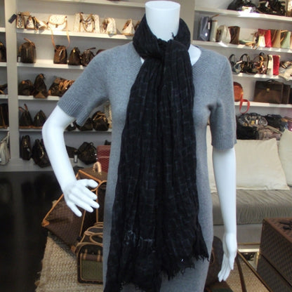 Louis Vuitton Cashmere and Silk Damier Etole Black 2 of 7