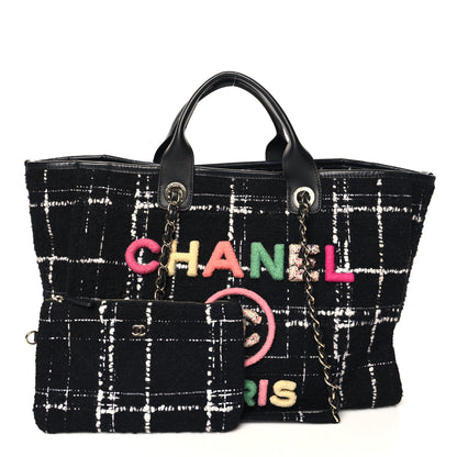 Chanel Tweed Medium Deauville Tote Black White Multicolor 3 of 11