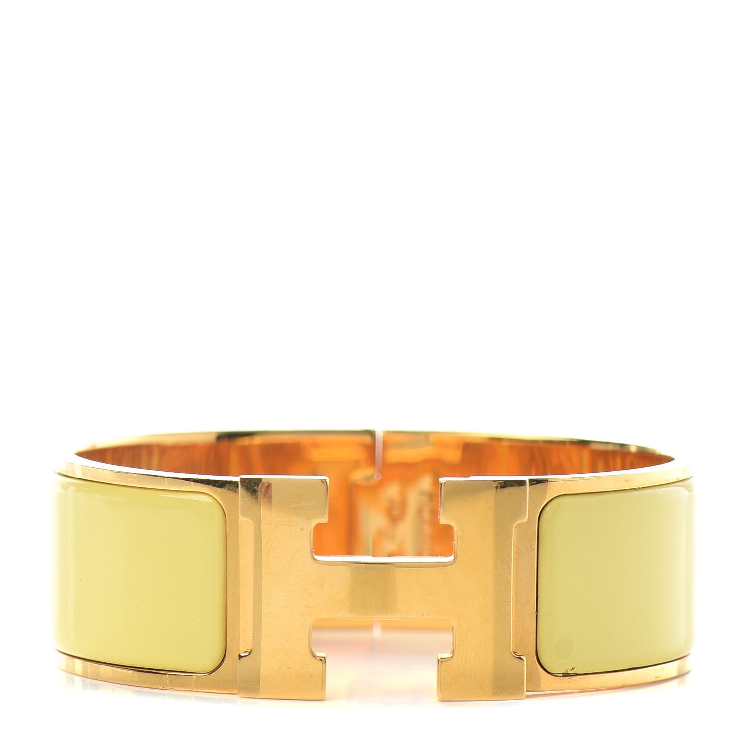 Hermes Enamel Wide Clic Clac H Bracelet PM Jaune D’Or 1 of 4