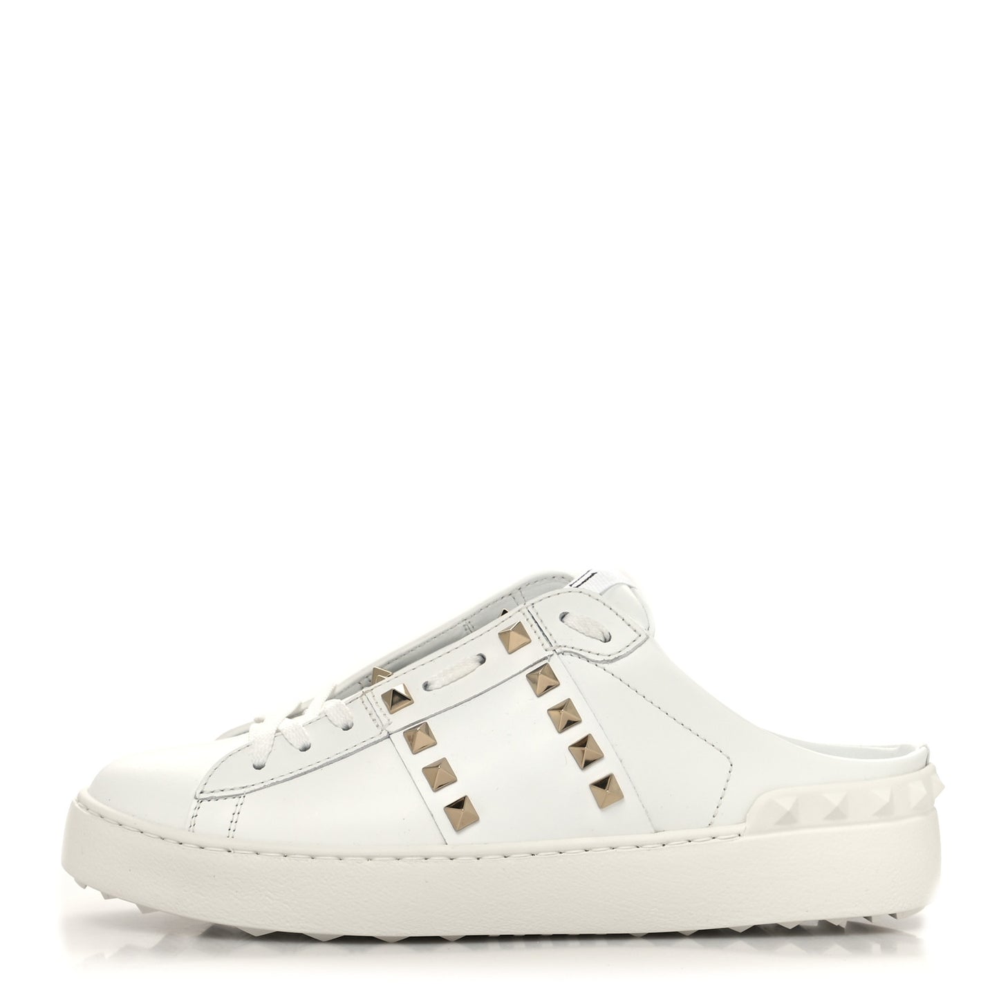 Calfskin Untitled Rockstud Slide Sneakers 38 White