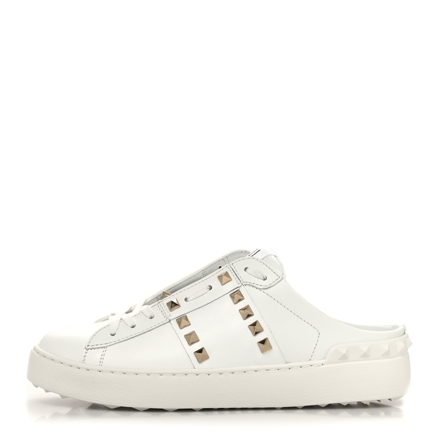 Valentino Garavani Calfskin Untitled Rockstud Slide Sneakers 38 White 1 of 9