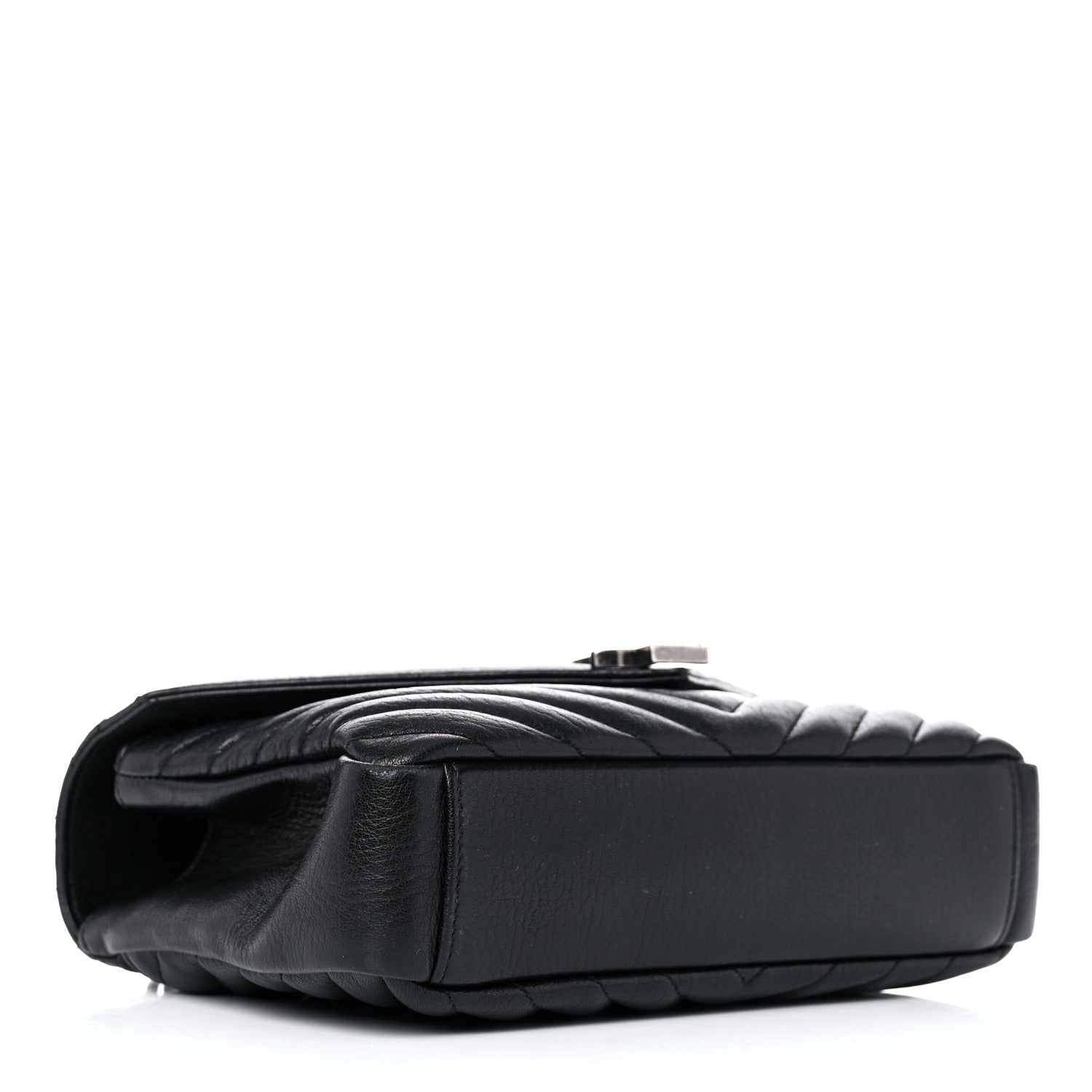 Saint Laurent Sheepskin Matelasse Chevron Monogram Medium College Bag Black 4 of 12