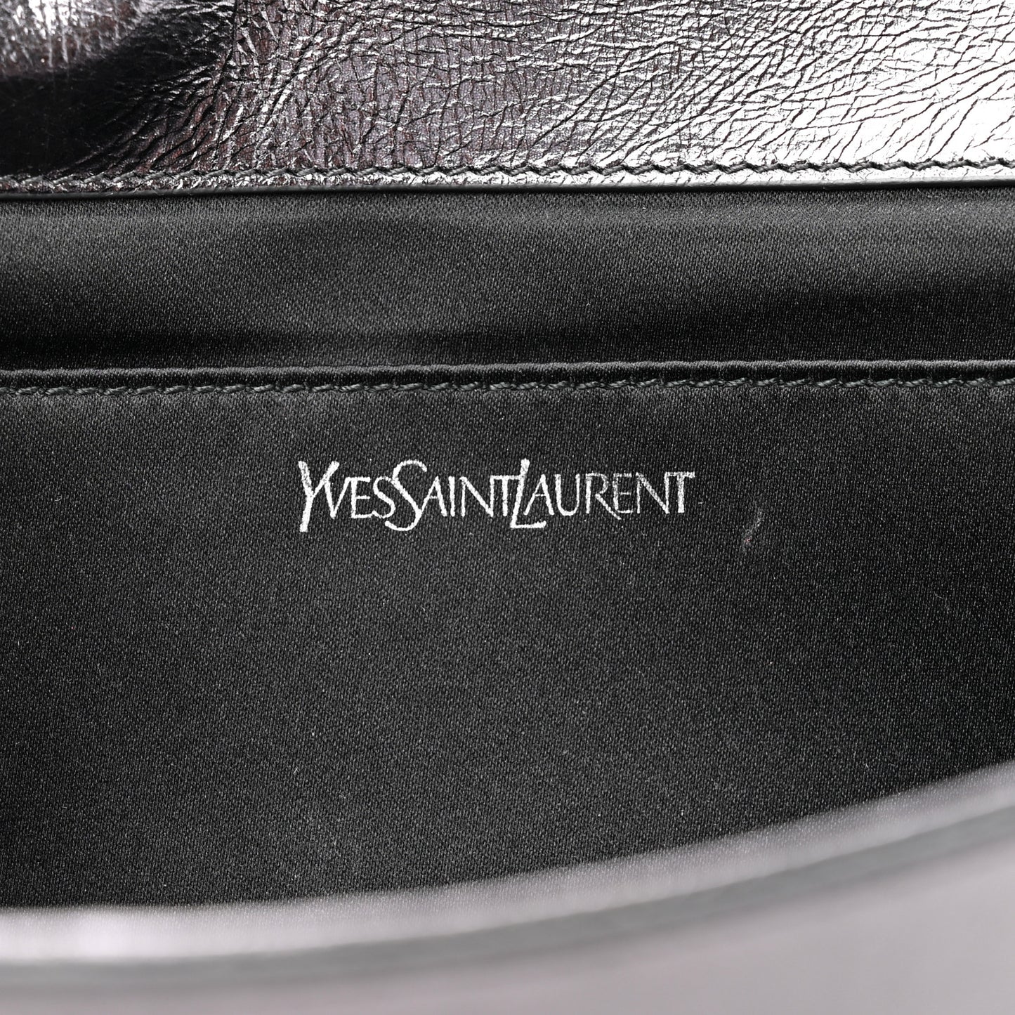 Metallic Calfskin Large Belle De Jour Clutch Dark Silver