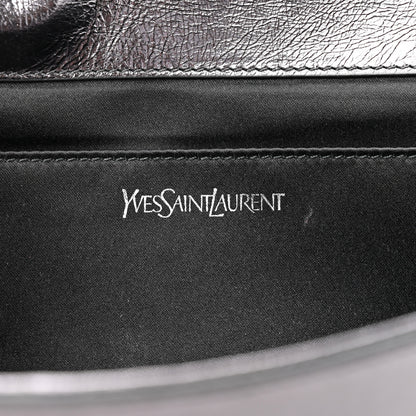 Saint Laurent Metallic Calfskin Large Belle De Jour Clutch Dark Silver 6 of 11
