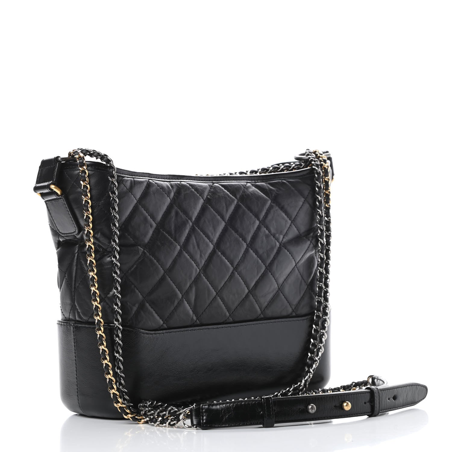 Chanel Aged Calfskin Quilted Medium Gabrielle Hobo Black 3 of 12