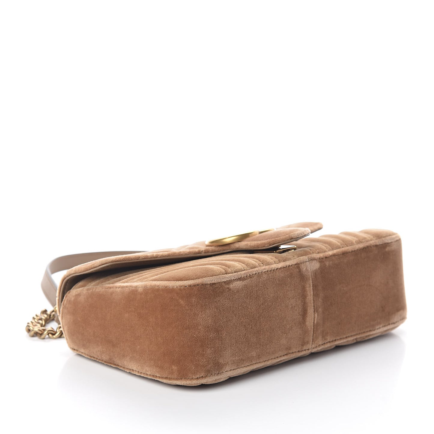 Velvet Matelasse Small GG Marmont Shoulder Bag Taupe