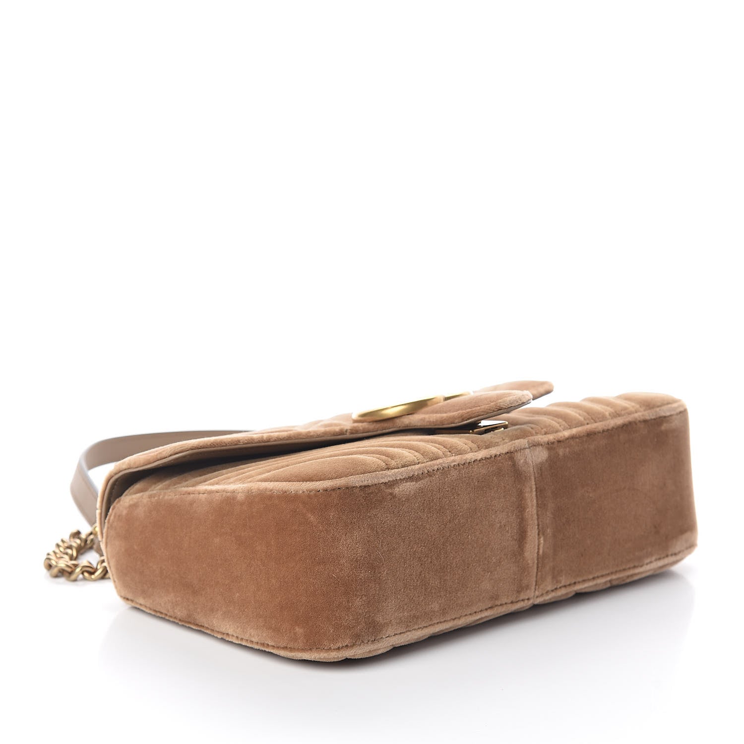 Gucci Velvet Matelasse Small GG Marmont Shoulder Bag Taupe 4 of 9