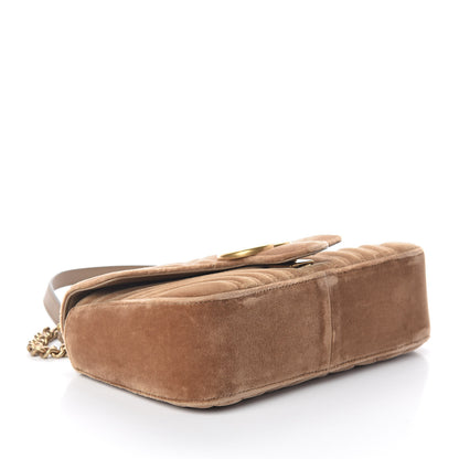 Gucci Velvet Matelasse Small GG Marmont Shoulder Bag Taupe 4 of 9