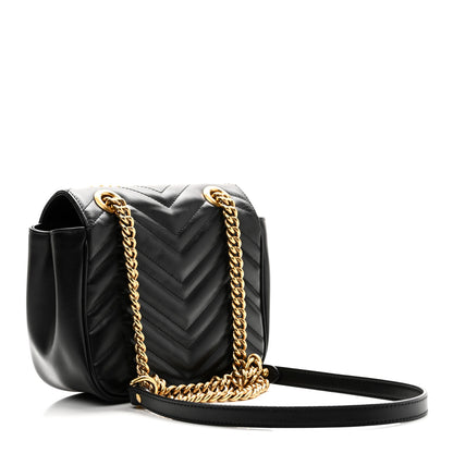 Gucci Calfskin Matelasse Mini GG Marmont Square Shoulder Bag Black 3 of 11
