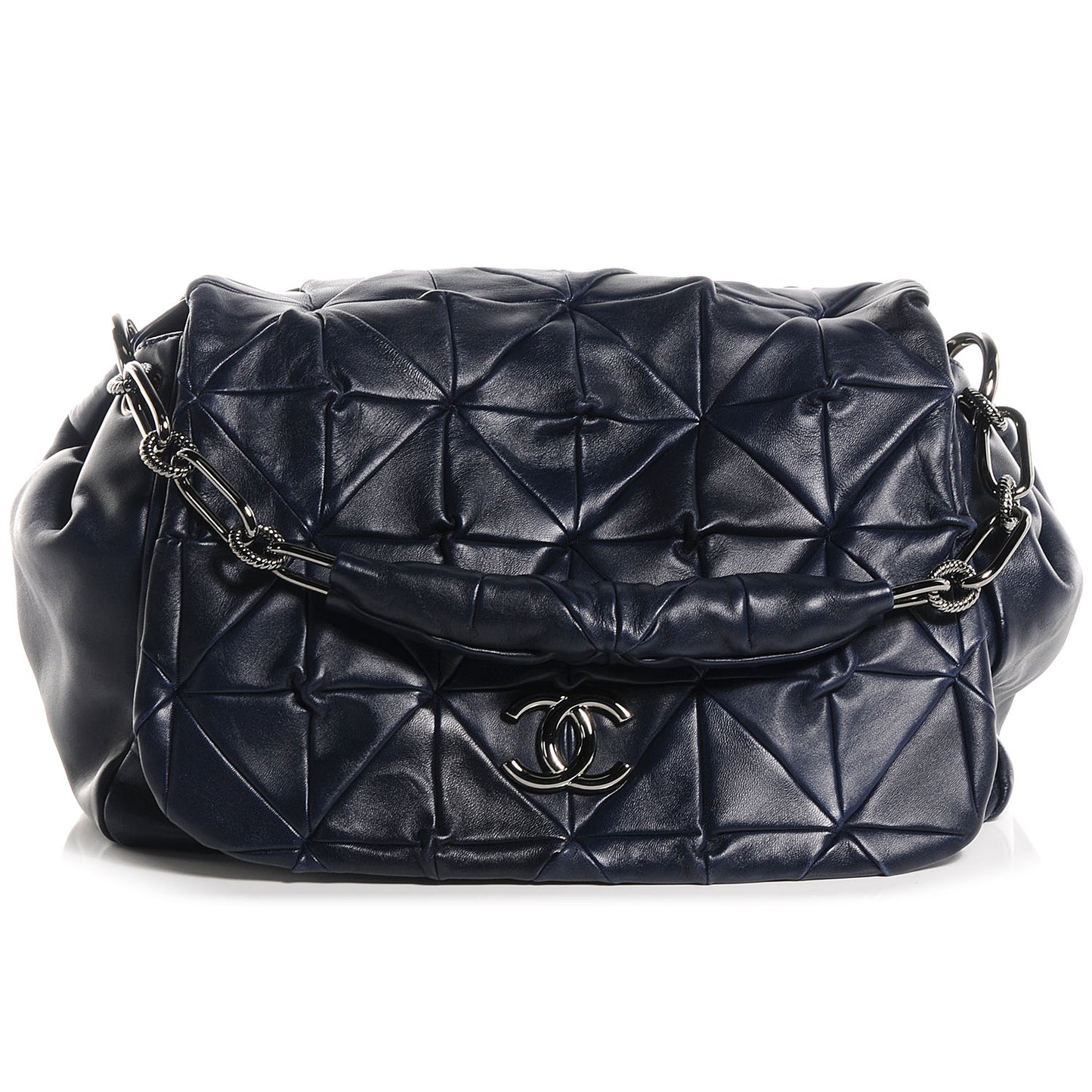 Lambskin Origami Soft Squares Accordion Flap Navy