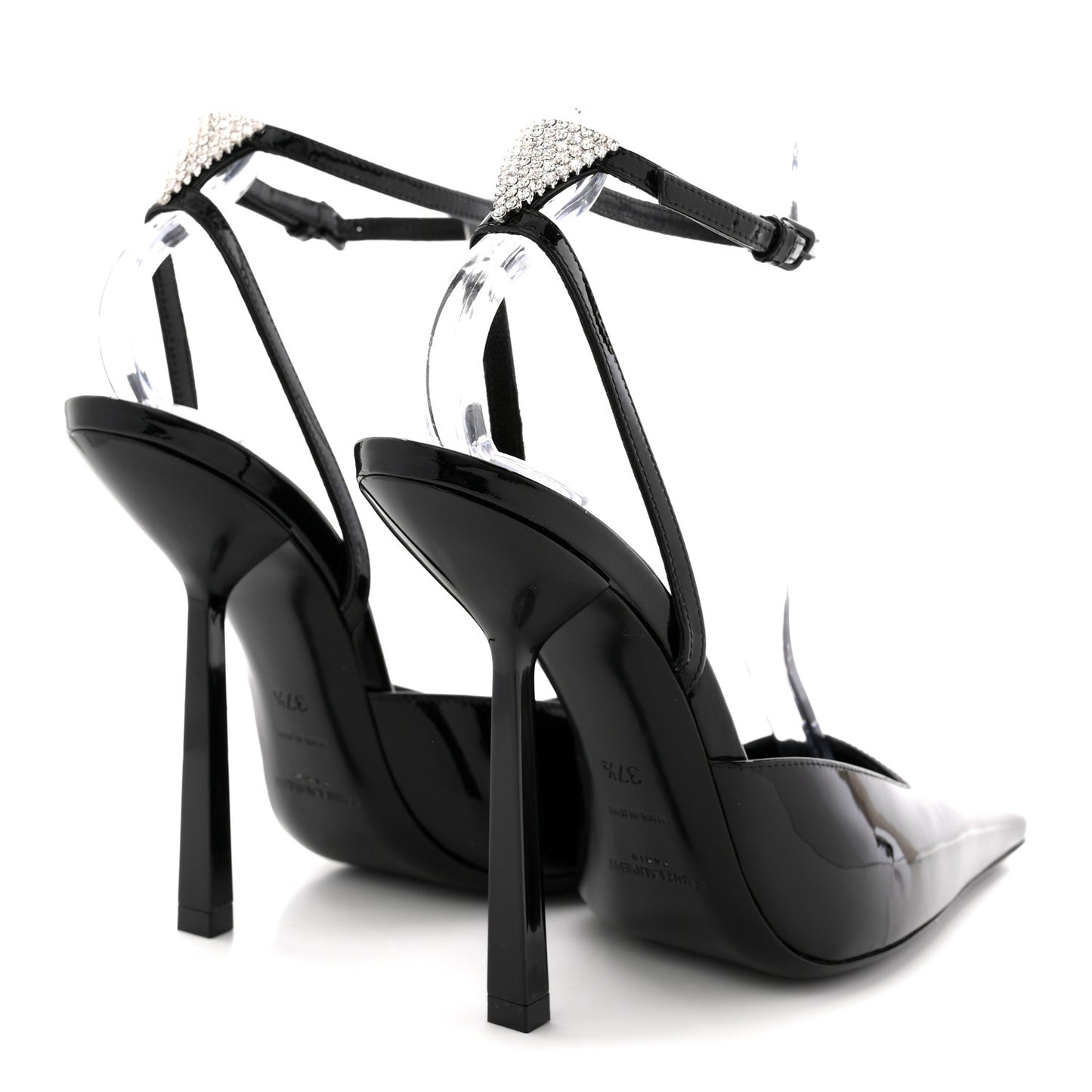 Patent Calfskin Crystal Anouk Pumps 37.5 Black