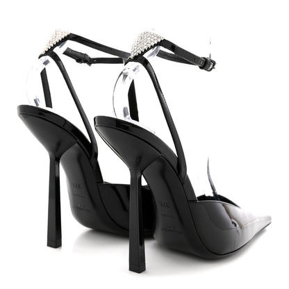 Saint Laurent Patent Calfskin Crystal Anouk Pumps 37.5 Black 5 of 12