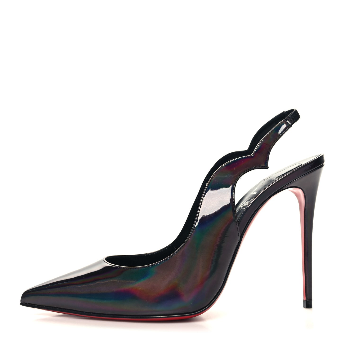 Metallic Patent Psychic Hot Chick Slingback 100 Pumps 38.5 Black