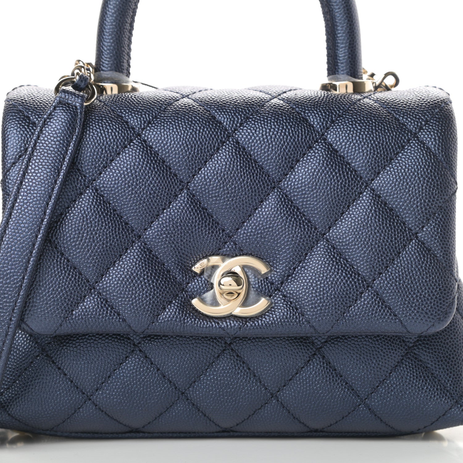 Chanel Iridescent Caviar Quilted Extra Mini Coco Handle Flap Dark Blue 8 of 11